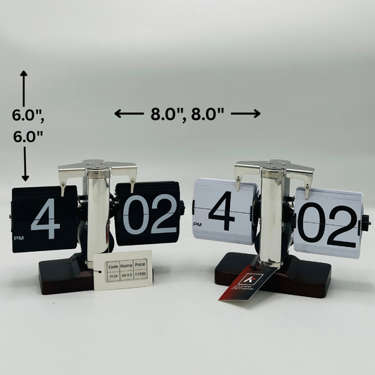 Retro Flip Clocks with Silver Mechanism on Wooden Base - Modern Industrial Table Clocks