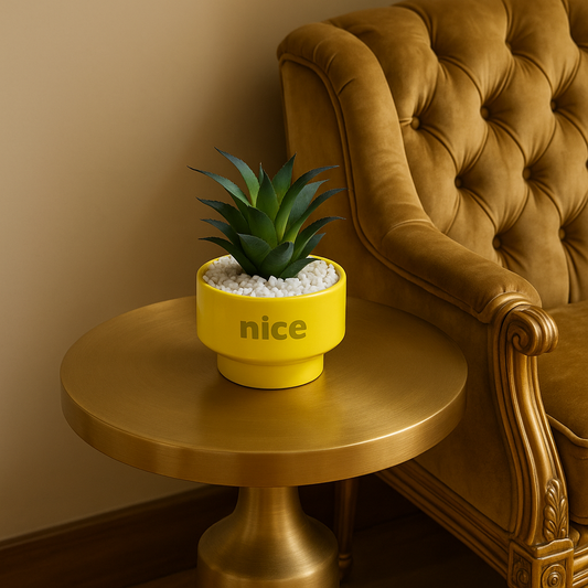 Lifelike Artificial Succulent in Modern Textured Pot