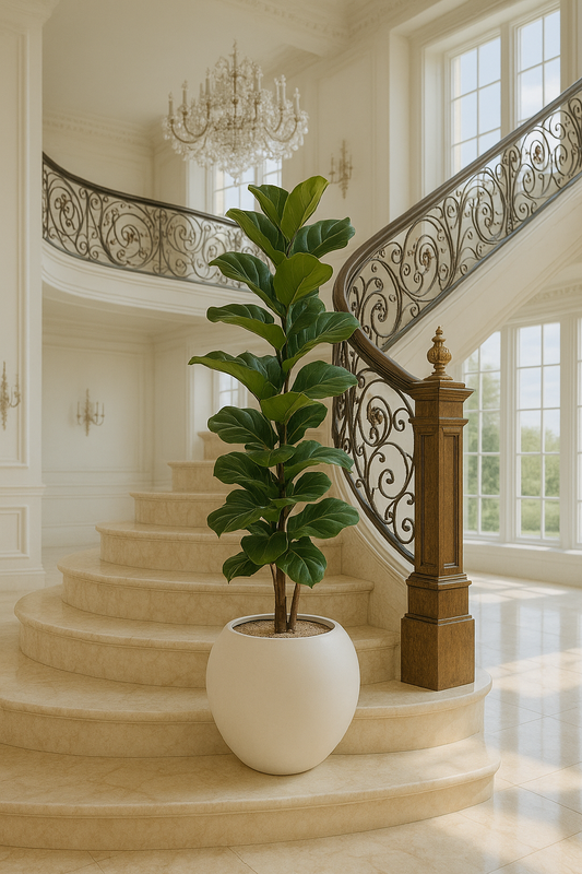 Lifelike Fiddle Leaf Fig Tree in Modern Pot