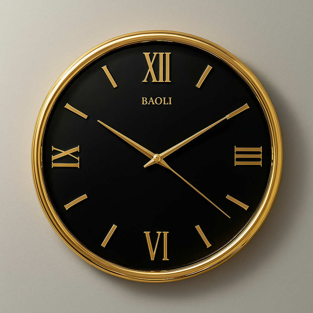 Classic Black & Gold Roman Numeral Wall Clock β BAOLI Luxury Design