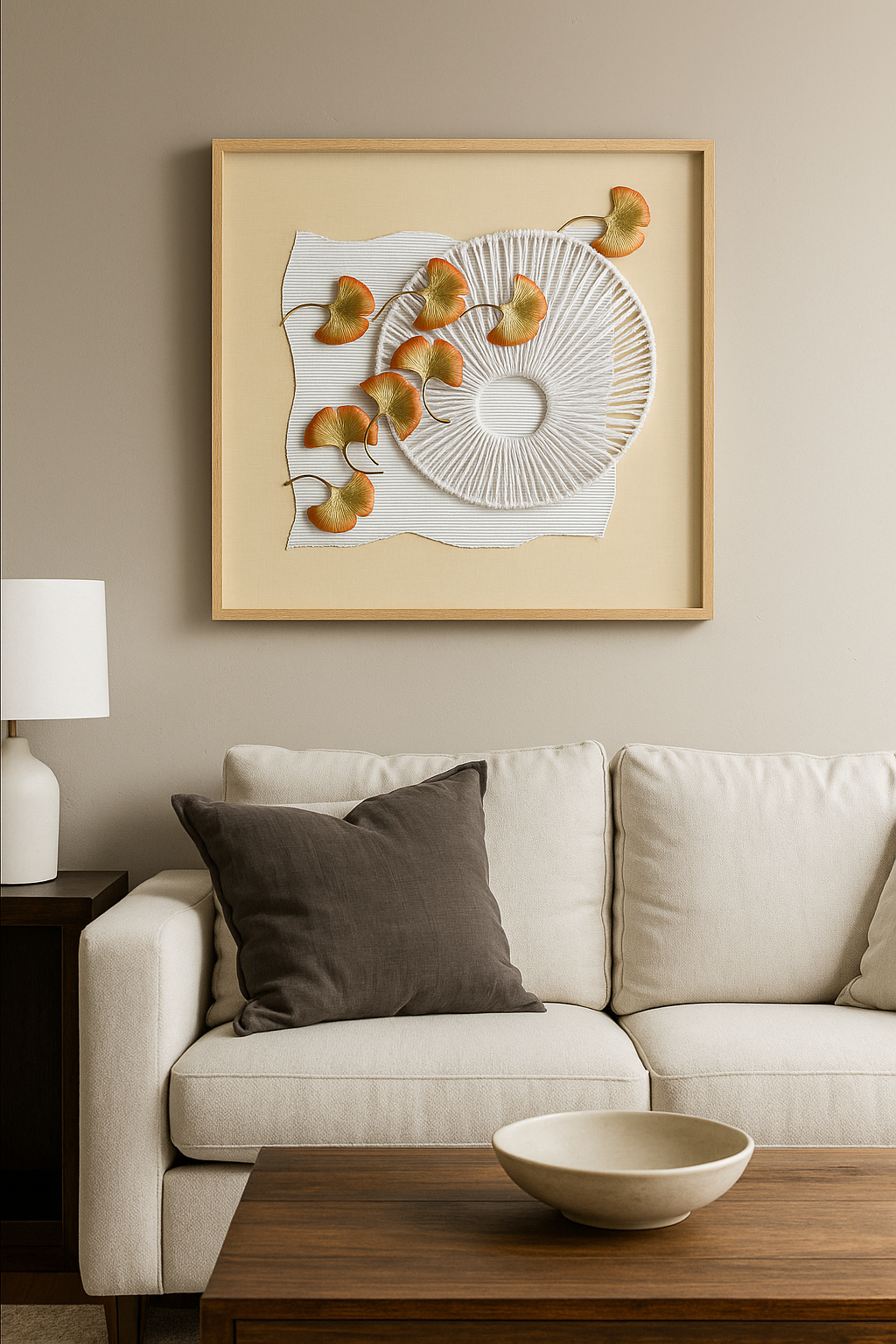 Botanical & Thread Art Wall Frame â Handmade Nature-Inspired Wall DĂ©cor