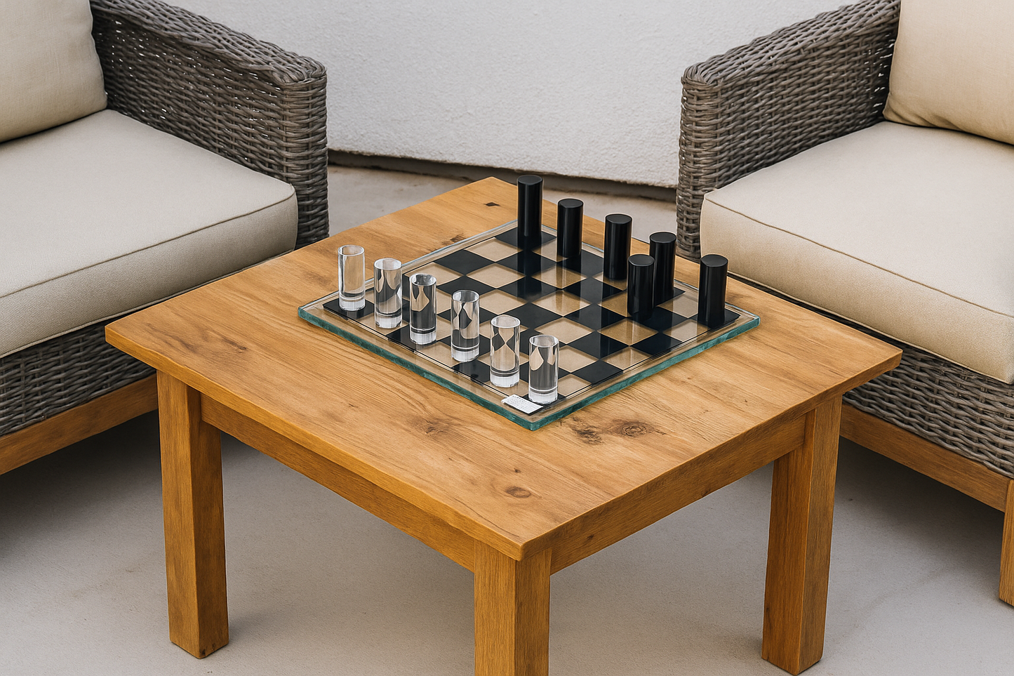 Luxury Glass Chess Set with Minimalist Black & Silver Pieces â Modern Game & DĂ©cor