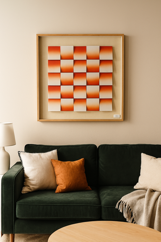 Gradient Checkered 3D Wall Art – Modern Luxury Frame Décor