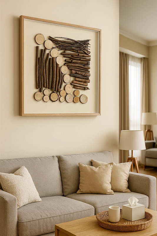 Rustic Wooden Branches & Slices 3D Wall Art – Natural Handmade Frame Décor