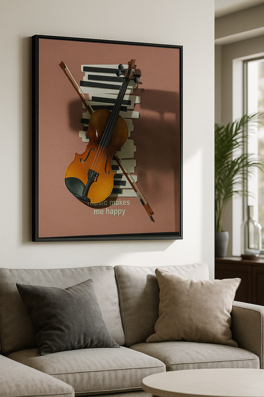 Music-Themed Wall Frame – 3D Violin & Piano Keys Art Décor