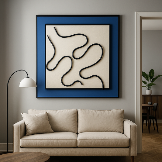 Luxury Minimalist 3D Wall Art – Abstract Black Line Sculpture with Frame