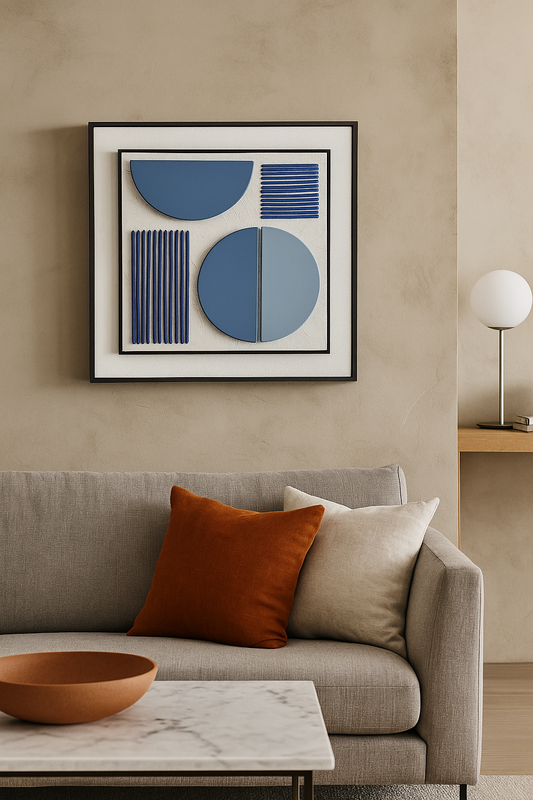 Modern Blue Geometric Wall Frame – Abstract Minimalist Art Décor