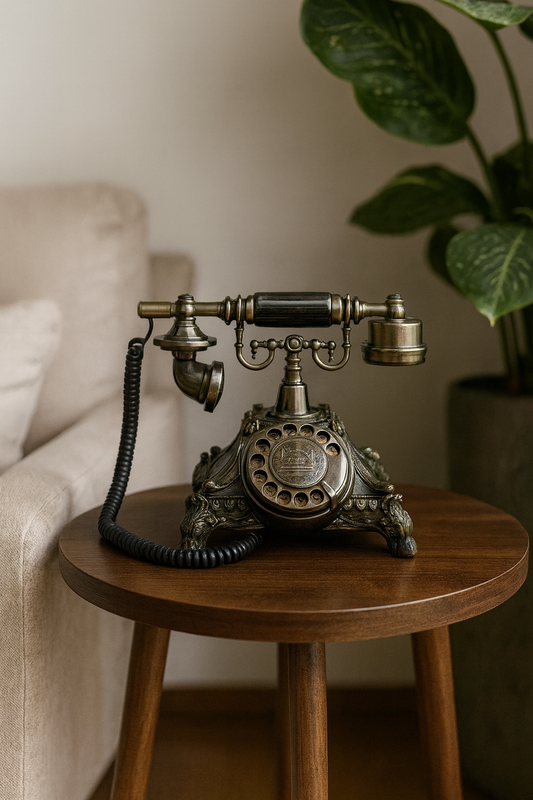 Antique Bronze Rotary Telephone – Classic Vintage Decorative Piece