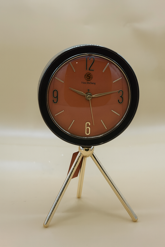 Modern Tripod Stand Decorative Clock – Marble Dial with Golden Finish