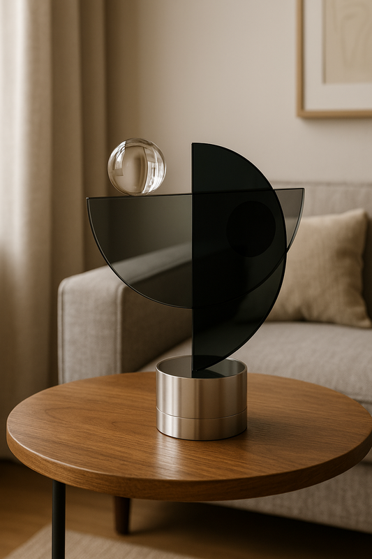 Modern Abstract Glass & Metal Sculpture – Minimalist Home Decor Accent Piece
