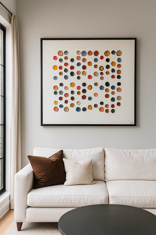 Colorful Dots Abstract Wall Art – Modern Pop Style Frame