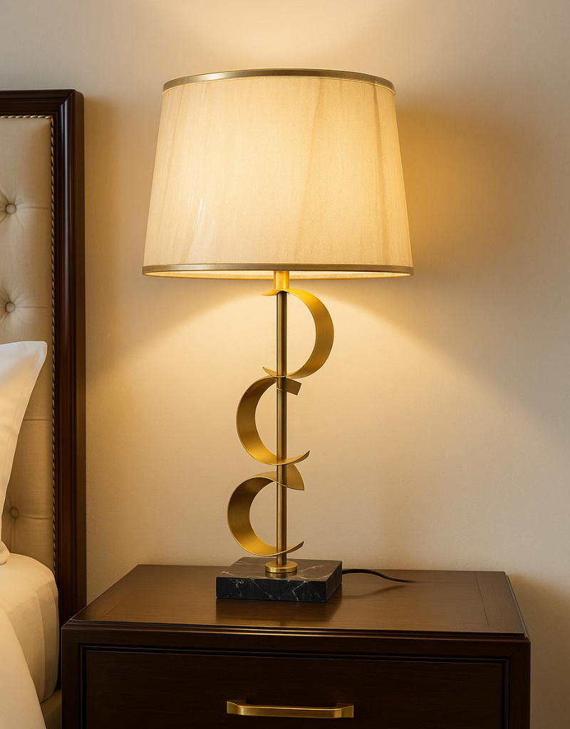 Traditional Ornate Bedside Pair Table Lamp - Gold/Bronze Finish & Classic White Shade